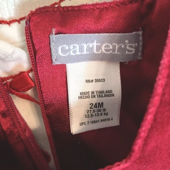 Carter’s | Girls Baby Burgundy Velvet Dress Outfit Set 24M - Picture 3 of 7